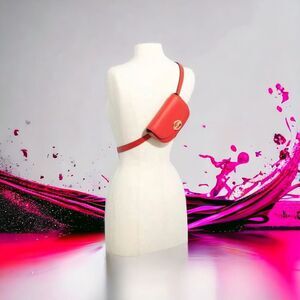 COACH Jade Mini Belt Bag Fanny Pack Bright Red Pebbled Leather NWOT!!